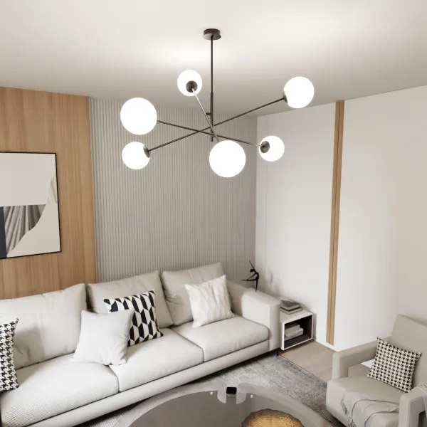 Csillár rúdon LINEAR 6xE14/10W/230V fekete/fehér