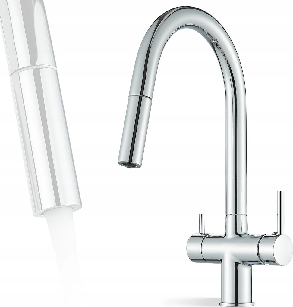 Konyhai csaptelep Háromutas Ezüst Króm Csaptelep Aurea Szűrő Armatúra