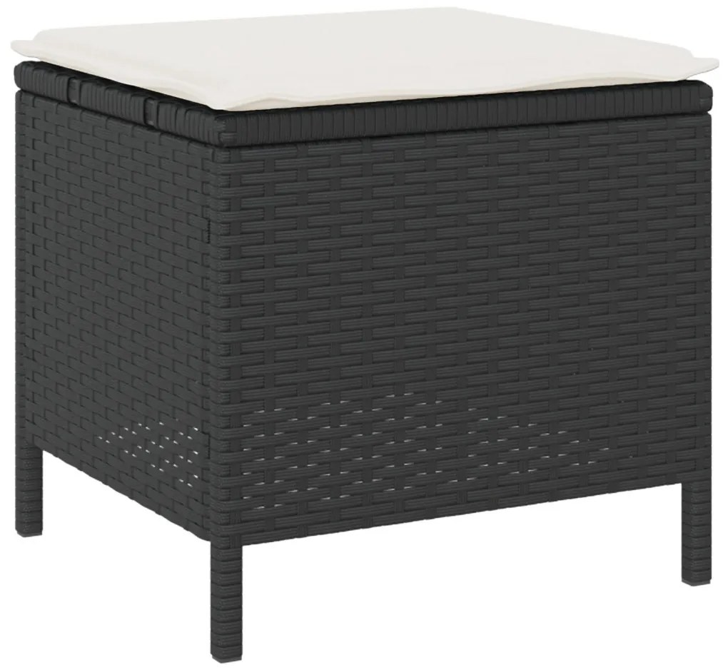 3 darabos kerti étkező szett párnákkal fekete polyrattan akáccal