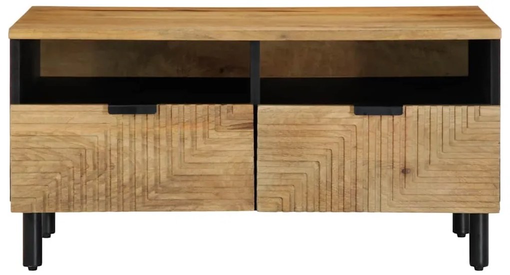Barna tömör mangófa dohányzóasztal 80 x 54 x 40 cm