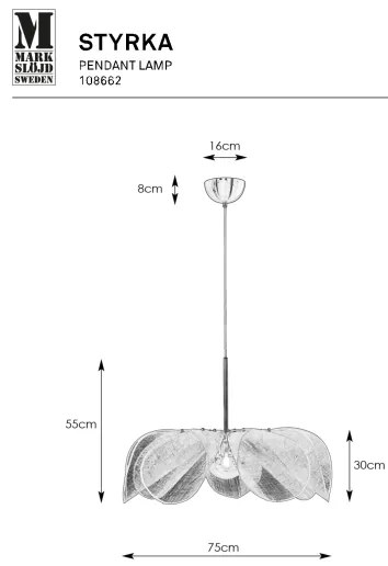 Markslöjd 108662 - Csillár zsinóron STYRKA 1xE27/40W/230V átm. 75 cm fekete