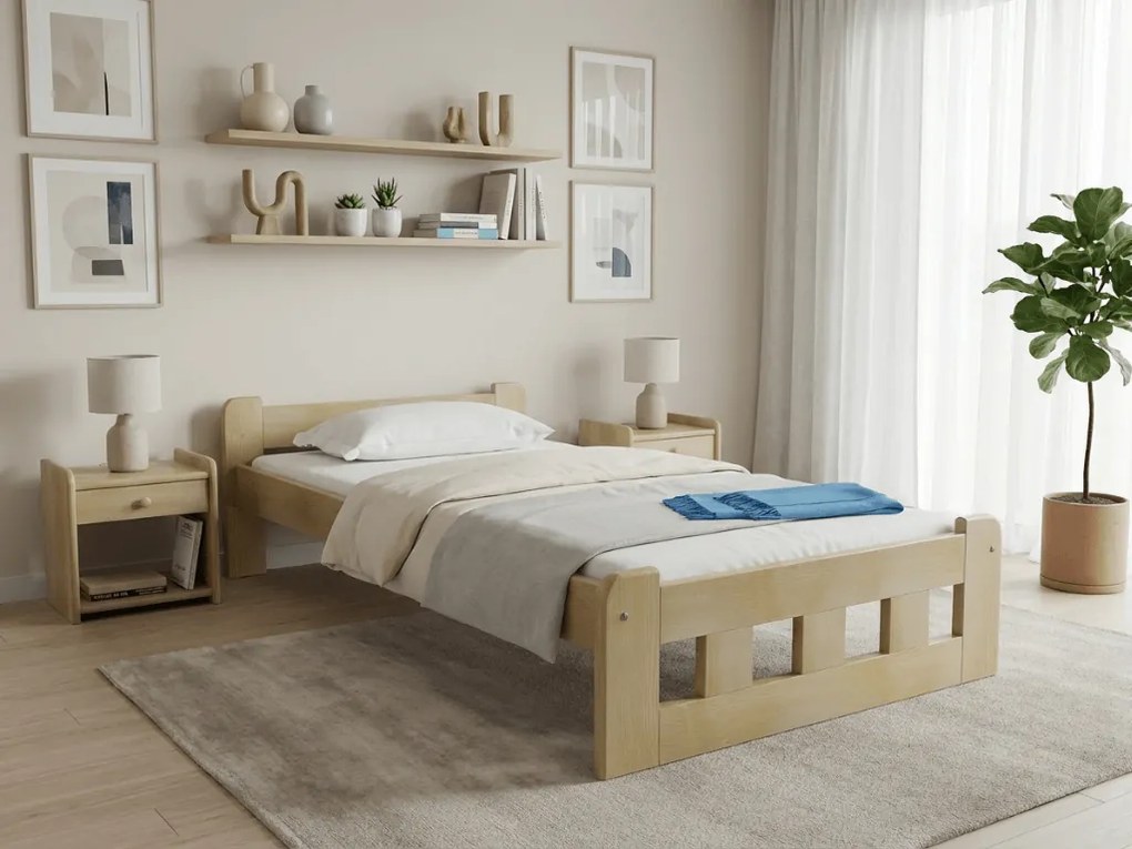 Naomi magasított ágy 80x200 cm, fenyőfa Ágyrács: Léces ágyrács, Matrac: Coco Maxi 20 cm matrac