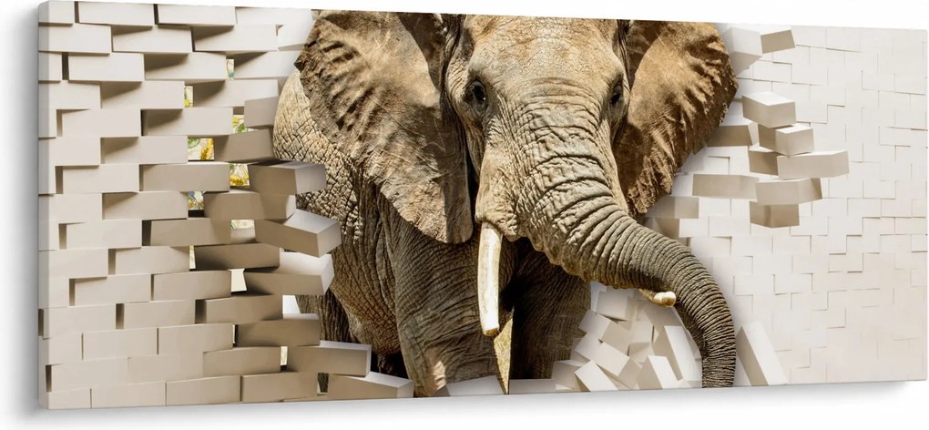 Kép - Egy elefánt áttör a falon (120x50 cm)