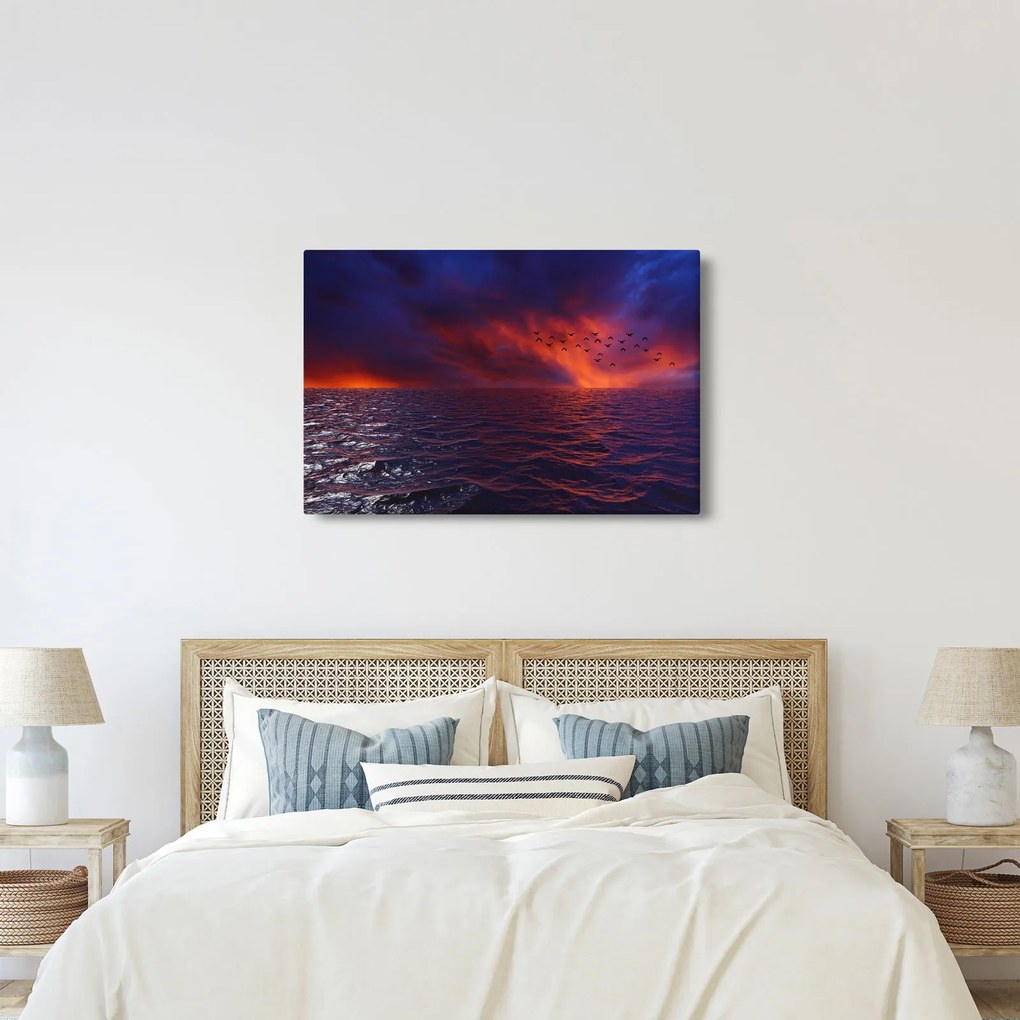 Tengeri kép a madarakkal (90x60 cm)