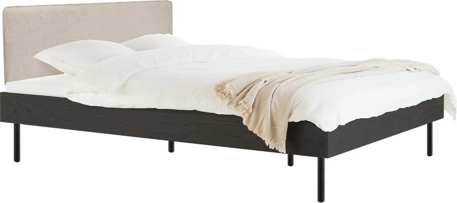 Fekete kárpitozott-forgácslemez franciaágy ágyráccsal 180x200 cm Streiko – noo.ma