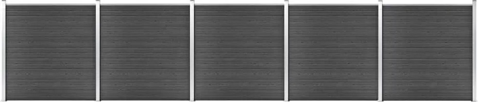 vidaXL fekete WPC kerítéspanelszett 872 x 186 cm