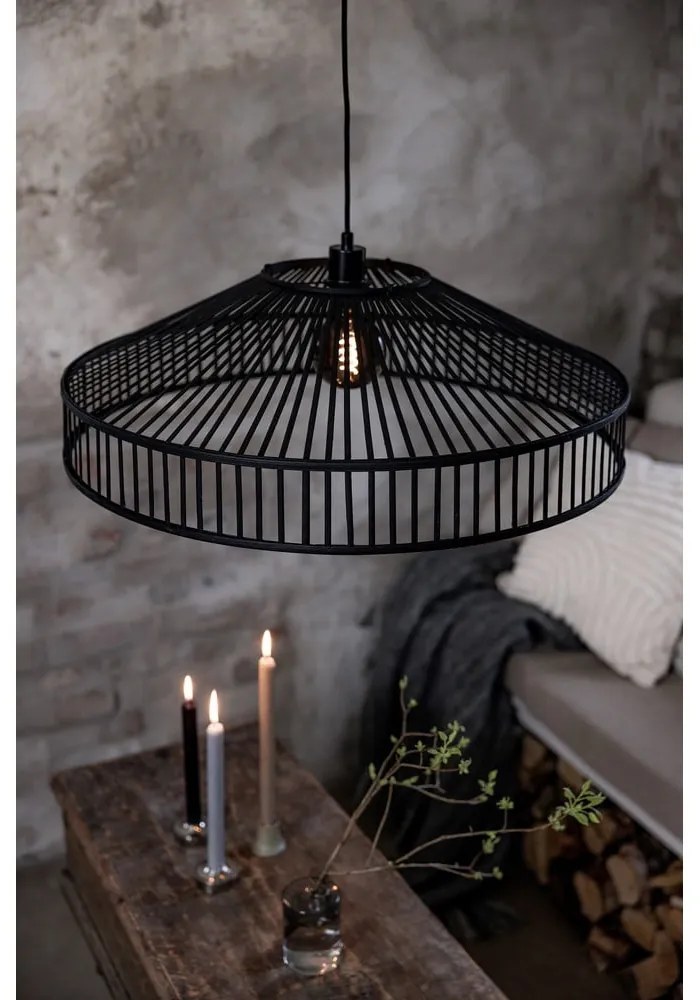 Fekete függőlámpa bambusz búrával ø 70 cm Tapa – Markslöjd