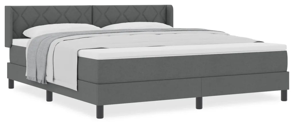 Boxspringágy matraccal - Sötétszürke, 180 x 200 cm, Szövet.