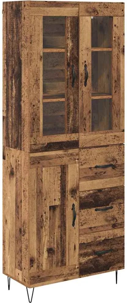 vidaXL Magasfiú fiókkal Öreg fa 69,5 x 34 x 90 cm Faanyag