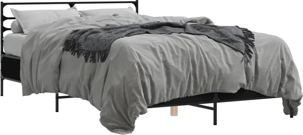 vidaXL fekete szerelt fa és fém ágykeret 120 x 190 cm