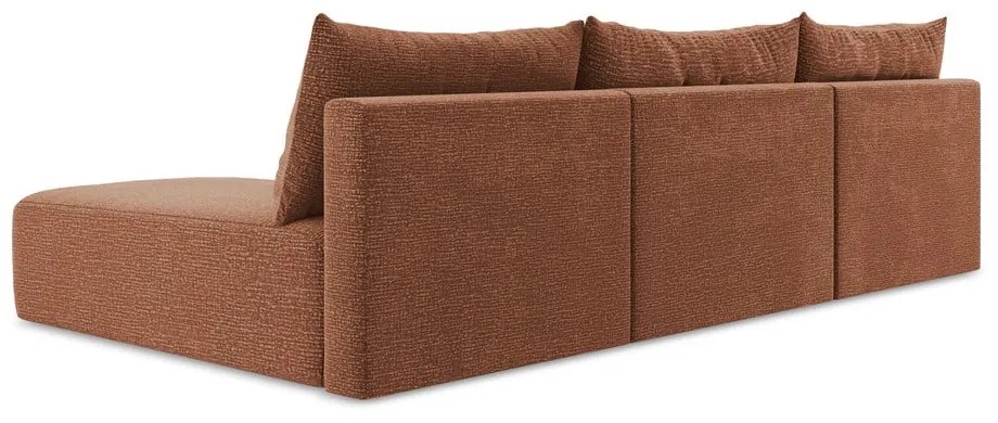 Téglavörös kinyitható-tárolóhelyes sarokkanapé Kalena – Makamii