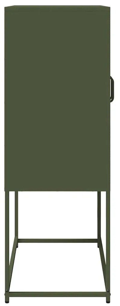 Highboard olívazöld 68x39x107 cm Acél