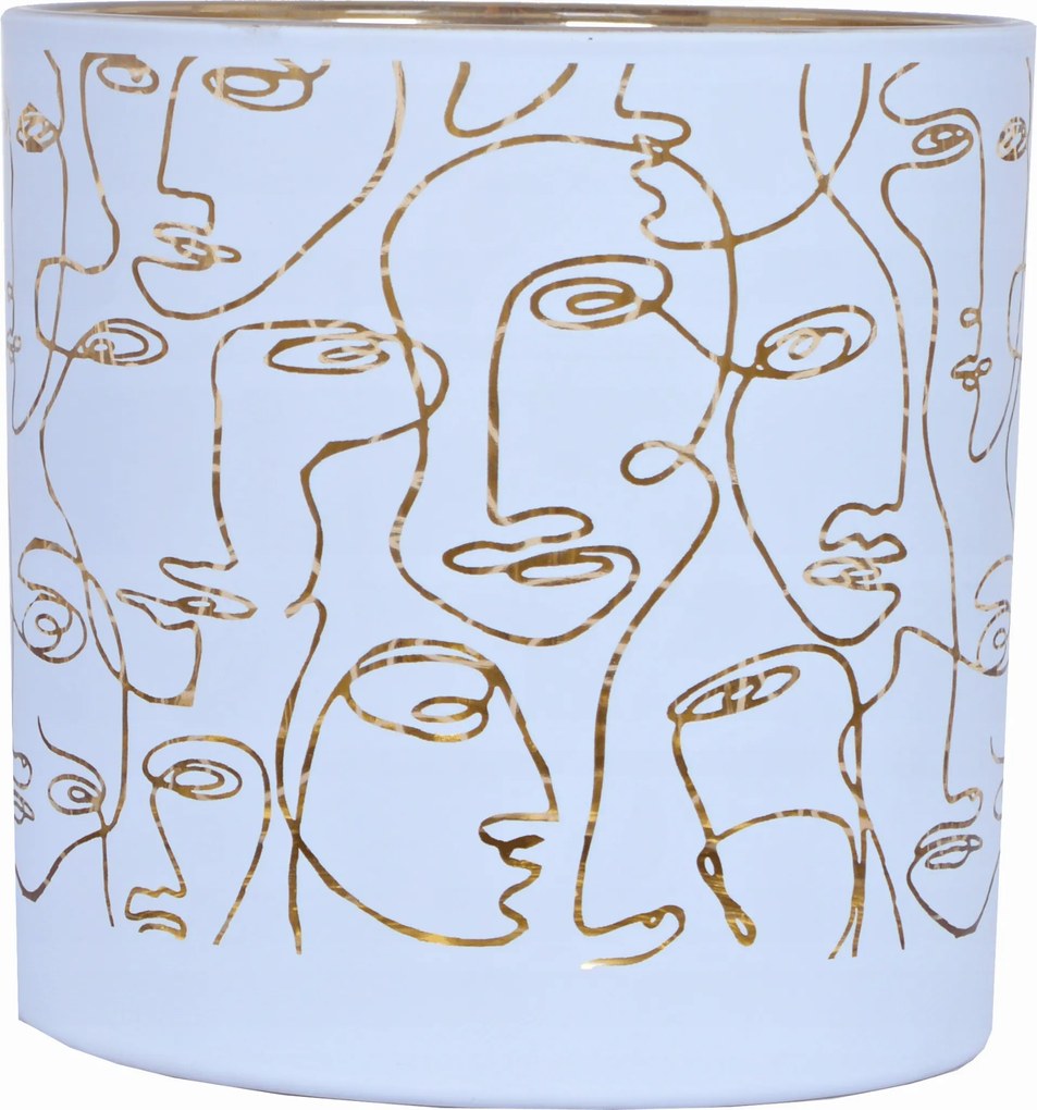 Üveg arcgyertyatartó fehér, kicsi, elegáns kiegészítő a belső térbe