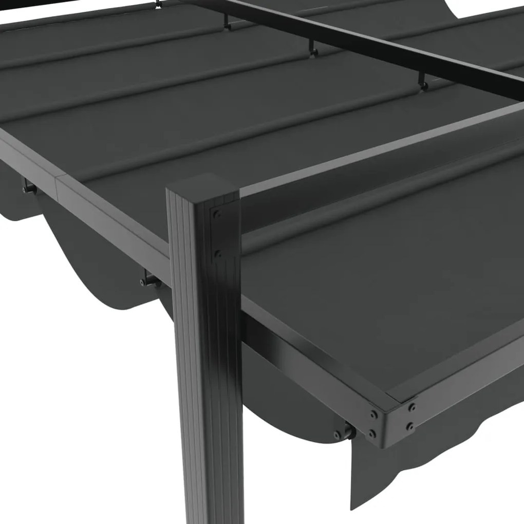 antracitszürke alumínium kerti pavilon behúzható tetővel 3x3 m