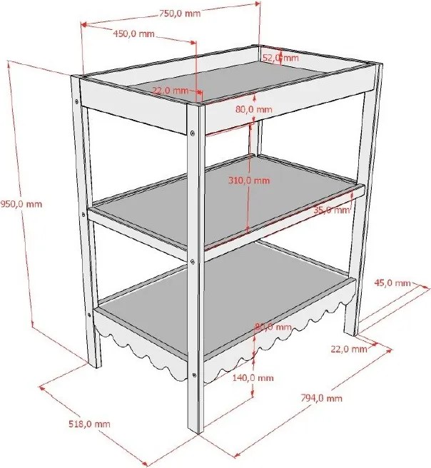 Bézs pelenkázó asztal pelenkázó feltéttel Swingo – Vipack