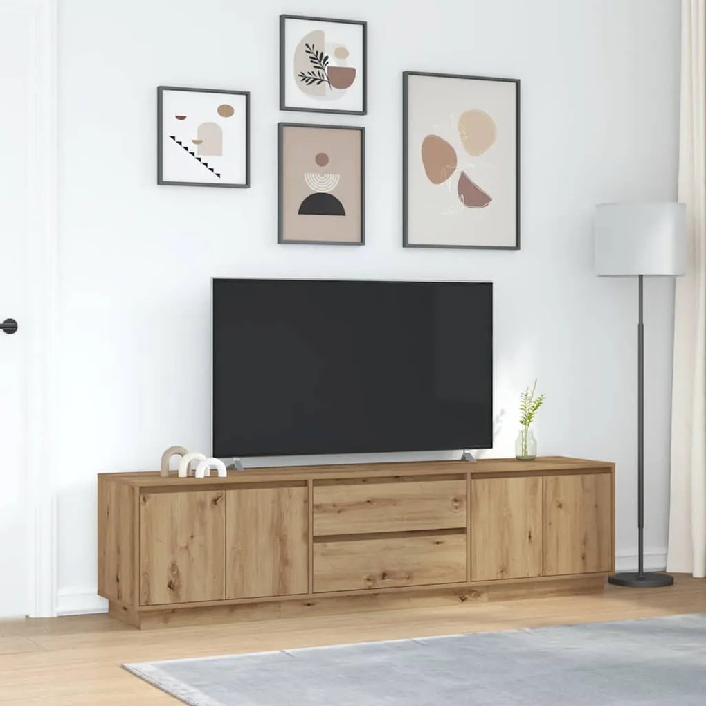 kézműves tölgy színű TV-szekrény LED-lámpákkal 193,5x41x50 cm
