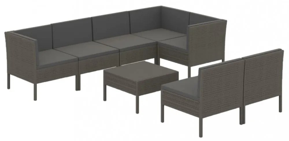vidaXL 8 részes szürke polyrattan kerti ülőgarnitúra párnákkal