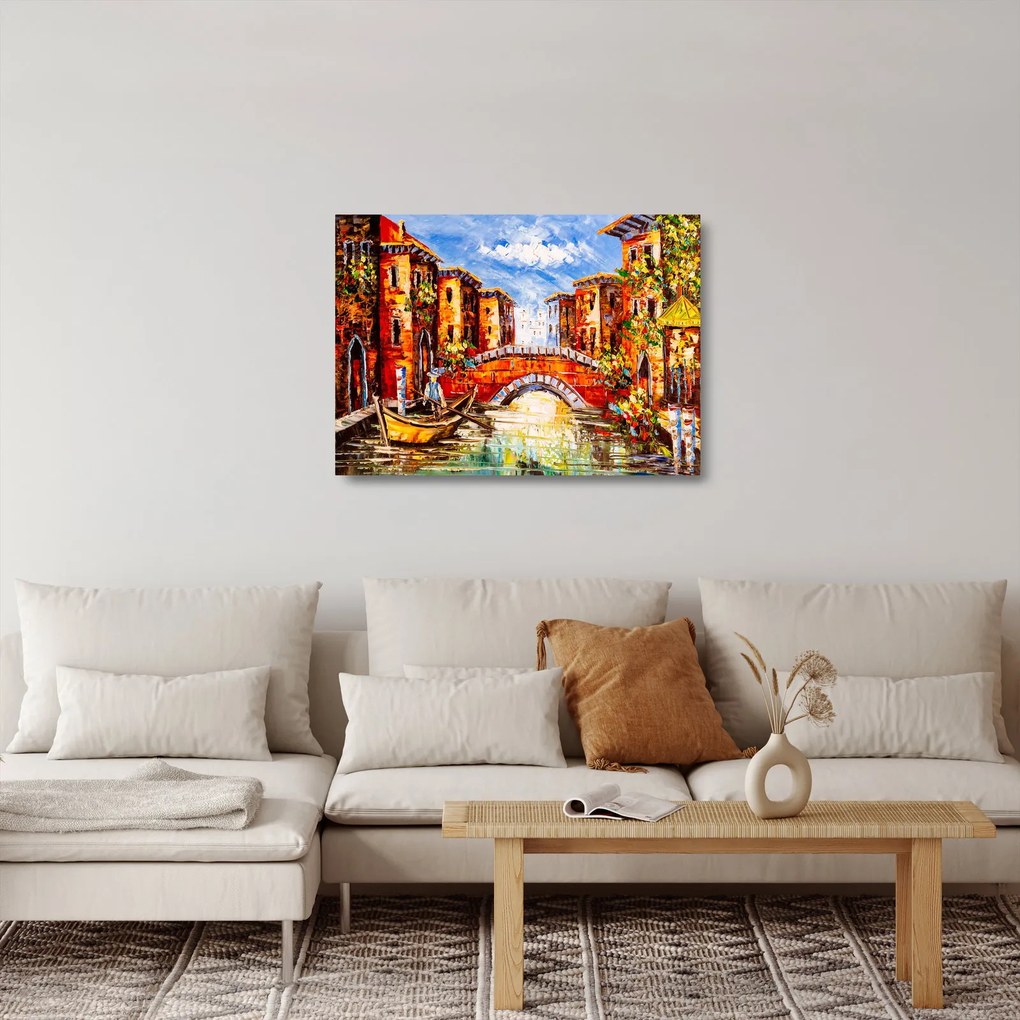 Üveg kép - Olajfestmény a városról III. (70x50 cm)