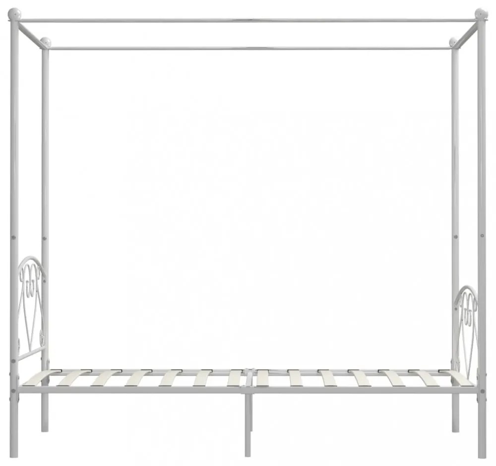fehér fém baldachinos ágykeret 90 x 200 cm