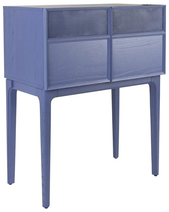 Kék komód tölgyfa dekorral 80x100x45 cm June – Zuiver