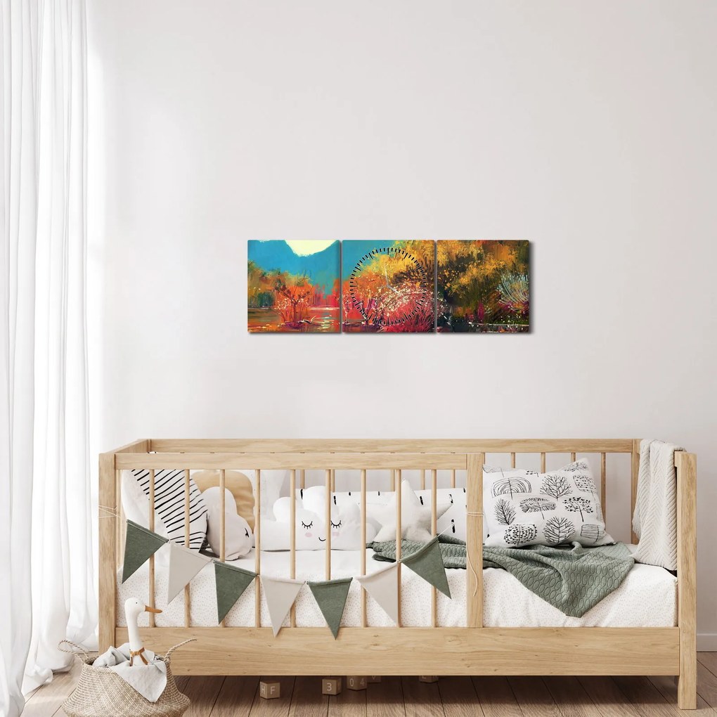 Kép - őszi színek (órával) (90x30 cm)