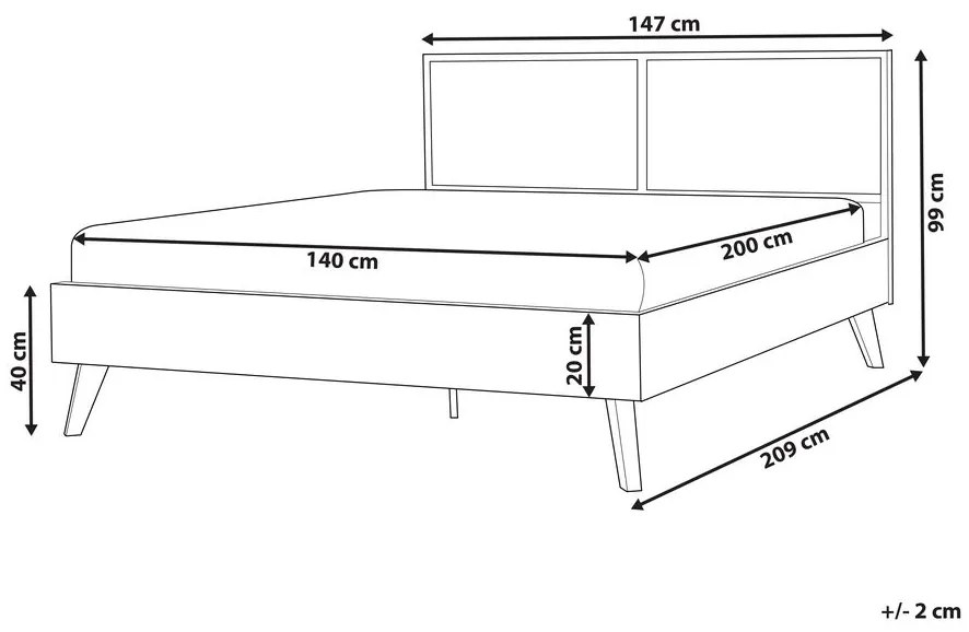 Fekete rattan franciaágy 140 x 200 cm MONPAZIER Beliani