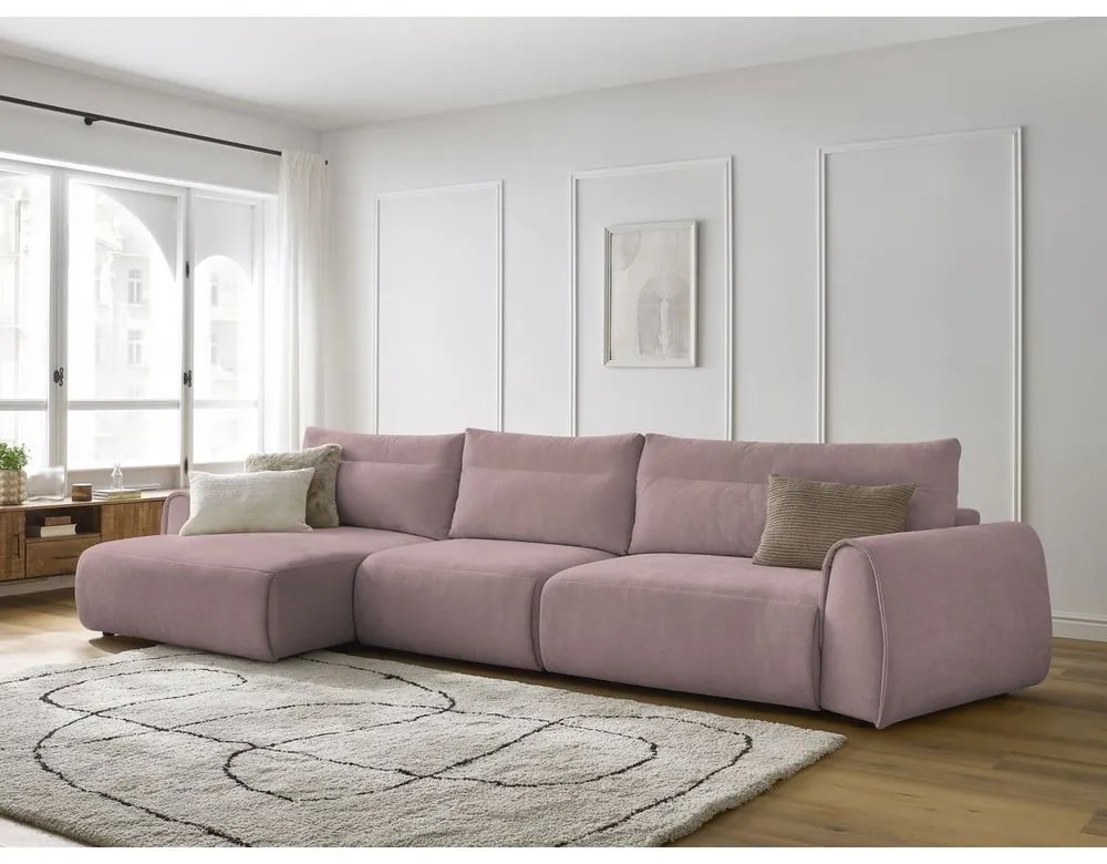 Világos rózsaszín sarokkanapé Aden – Bobochic Paris