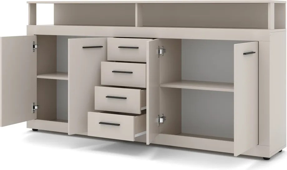 Komód 4 ajtóval és 4 fiókkal kasmír színben – XXL LUNA