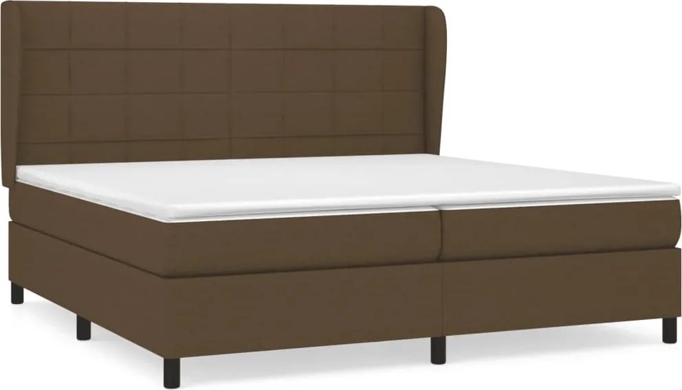 vidaXL sötétbarna szövet rugós ágy matraccal 200 x 200 cm