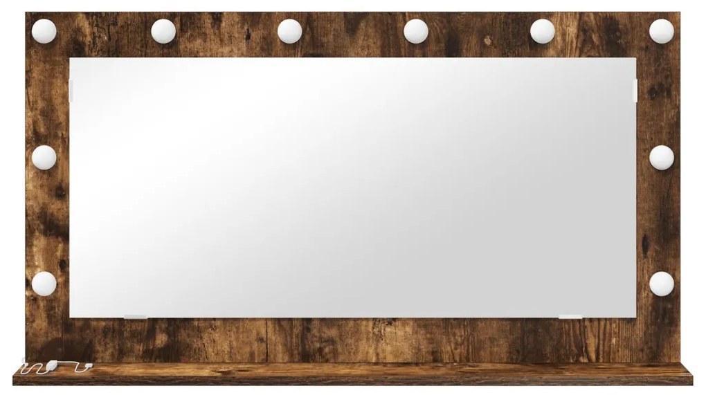pipere tükör Füstölt tölgy Fa, Üveg 100 x 55 x 18 cm Pipere tükör
