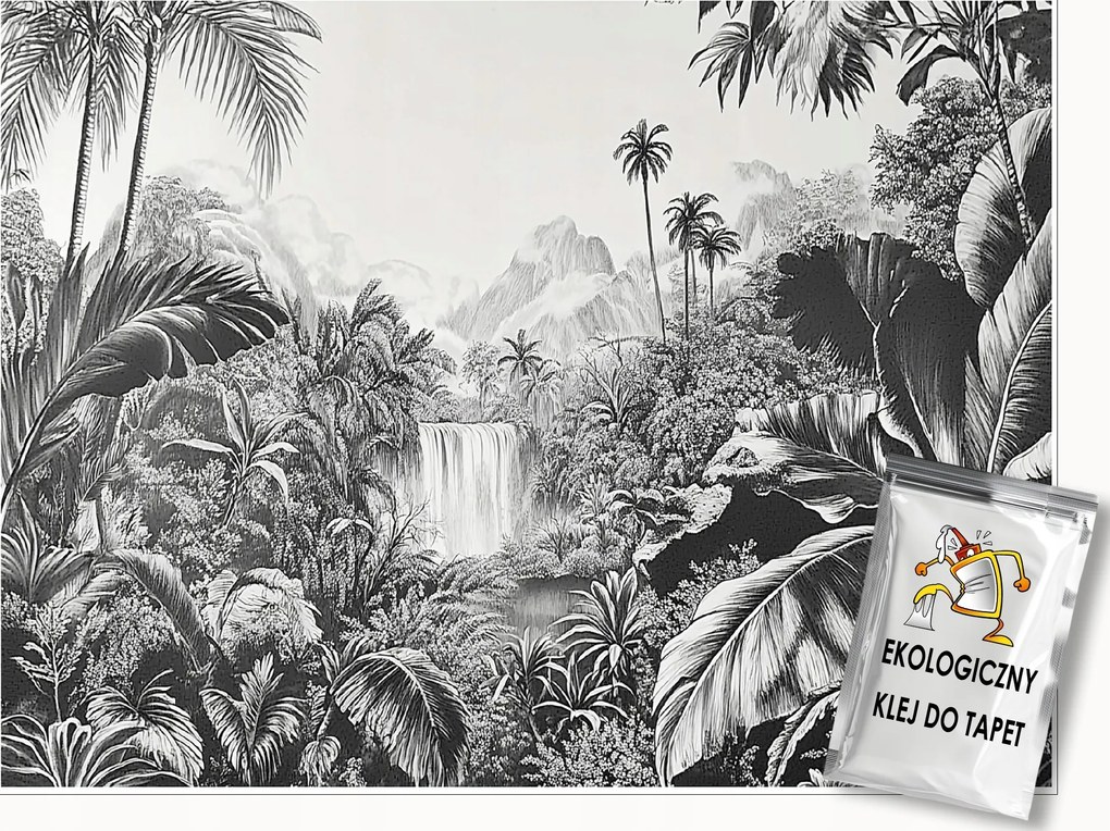 Fotótapéta Dzsungel Fekete-fehér Hálószoba Nappali Tapéta Flizelina 300x210