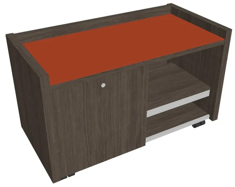 Verno mobil konténer 100 x 50 cm üveggel, bal, antracit tölgy / narancs