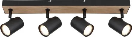 Globo 57911-4BW Spotlámpa fém fekete matt, MDF fa sötét, fém fekete matt, HxSzxM: 555x60x135mm, 4x GU10 35W 230V fényforrás nélkül szállítva