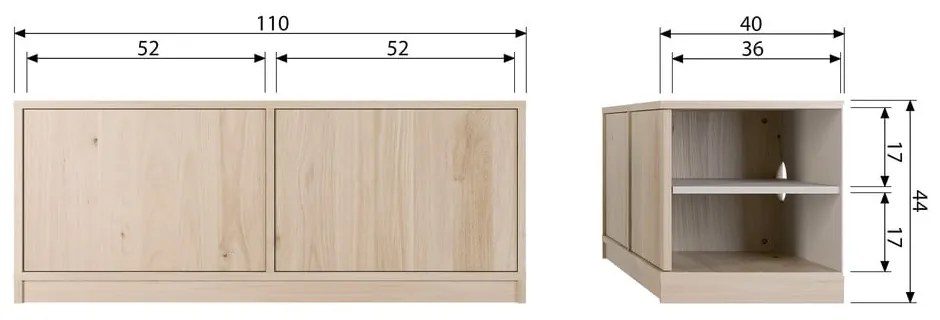 Natúr színű moduláris TV-állvány tölgyfa dekorral 110x44 cm Modulair – vtwonen