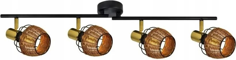 Négypontos mennyezeti spotlámpa Copa rattan nappaliba