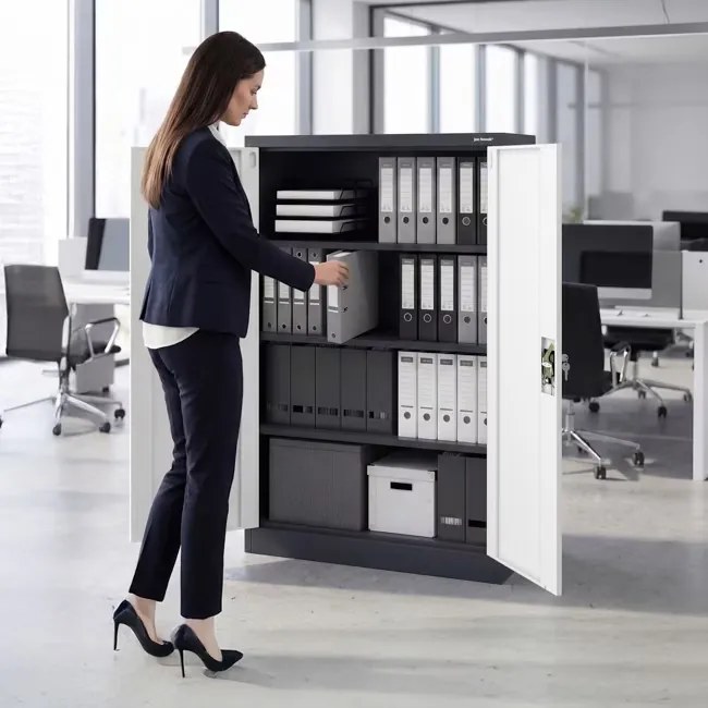 Fém irodai iratszekrény antracit-fehér KEVIN 900 x 1400 x 400 mm