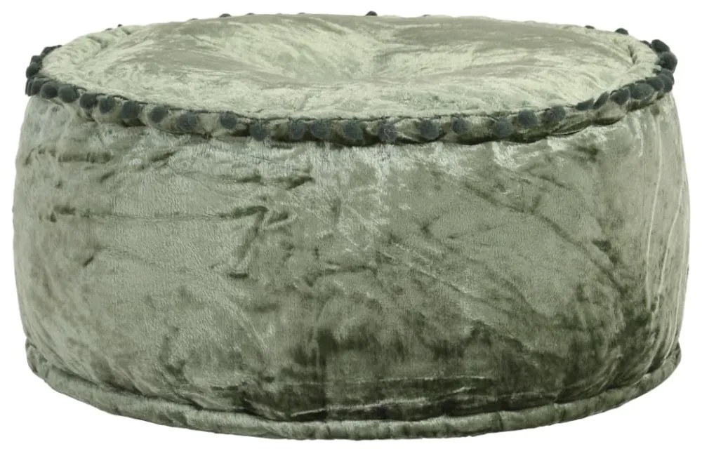 zöld kerek bársony puff 40 x 20 cm