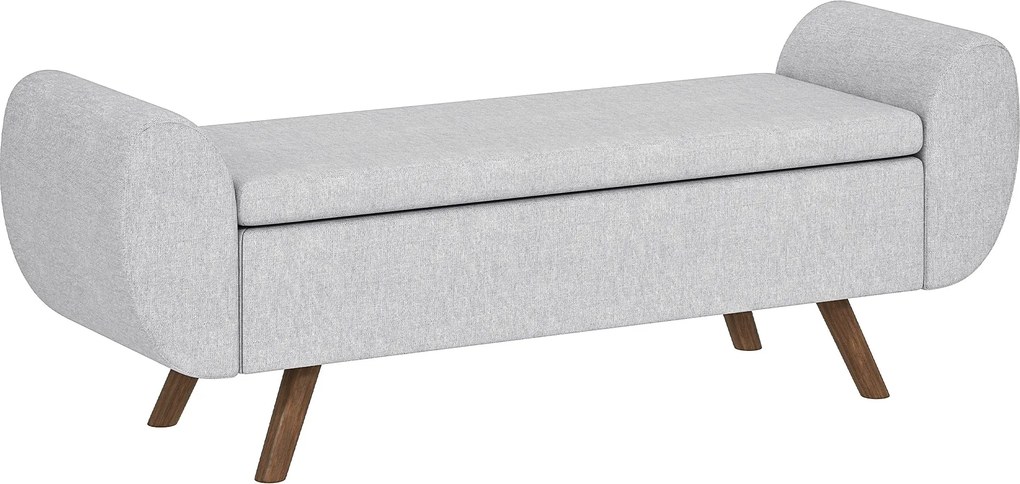 HOMCOM Tárolópad 53,8L Ülőbőrönd Ágy végéhez Tárolódoboz Puffal Párnázott Vászon Üléssel és Karfákkal, Nappalihoz, Hálószobához, Előszobához, 132 x 42