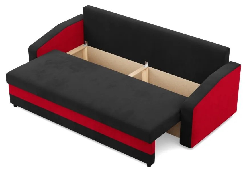 Hewlet kanapéágy, szövet anyag, hab töltet, fekete - piros