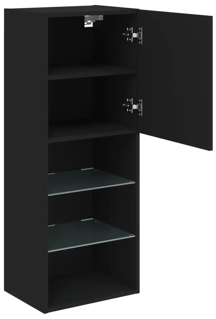 fekete TV-szekrény LED lámpákkal 40,5 x 30 x 102 cm
