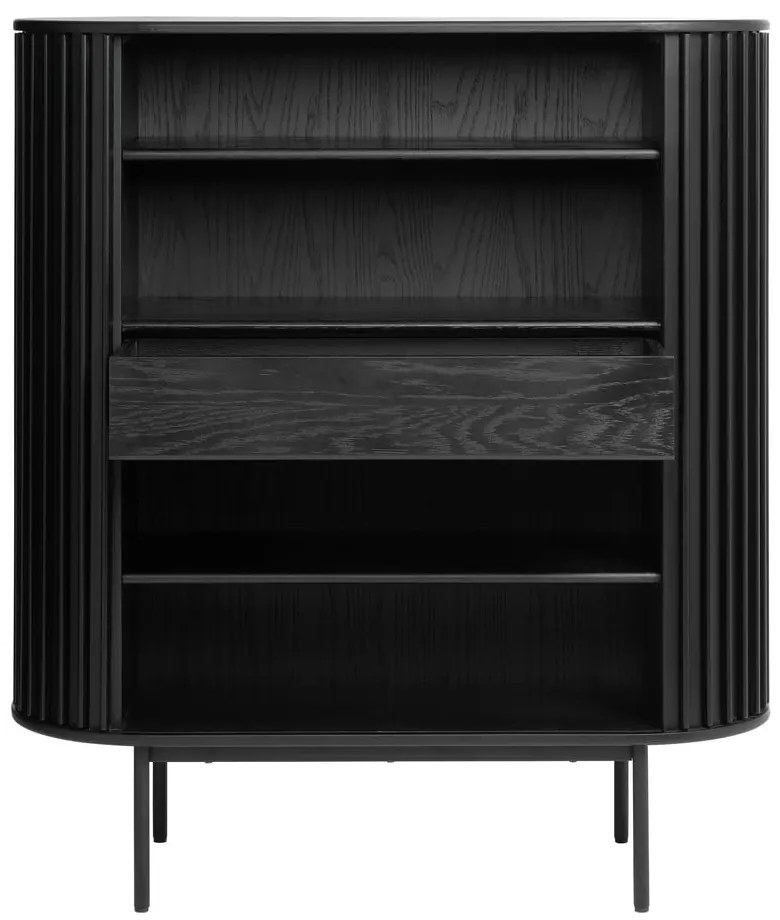 Fekete szekrény tölgyfa dekorral 125x110 cm Siena – Unique Furniture