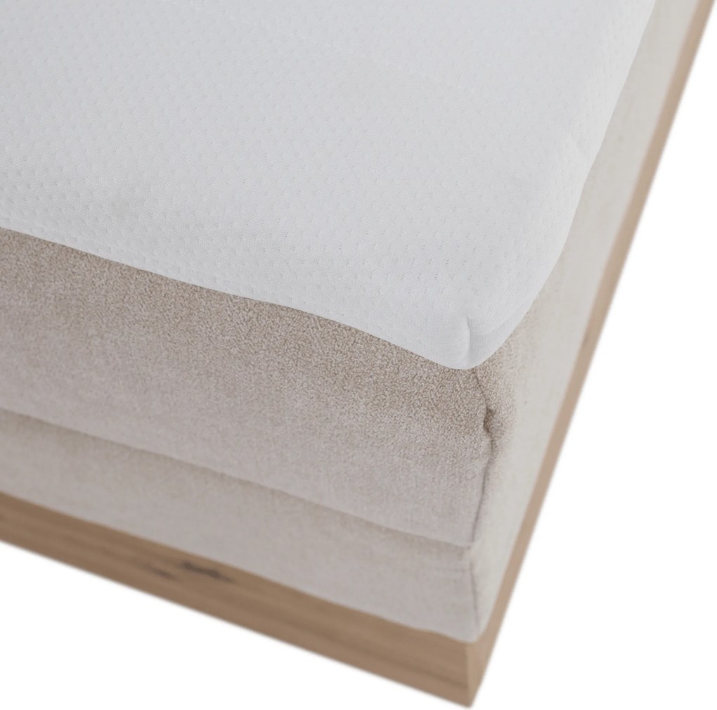 Elektromos állítható ágy, boxspring, bézs/artisan tölgy, 120x200, TIANA
