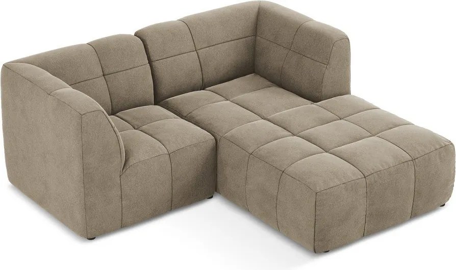 Barna bársony sarokkanapé (jobb oldali-heverő résszel) Aloha – Makamii