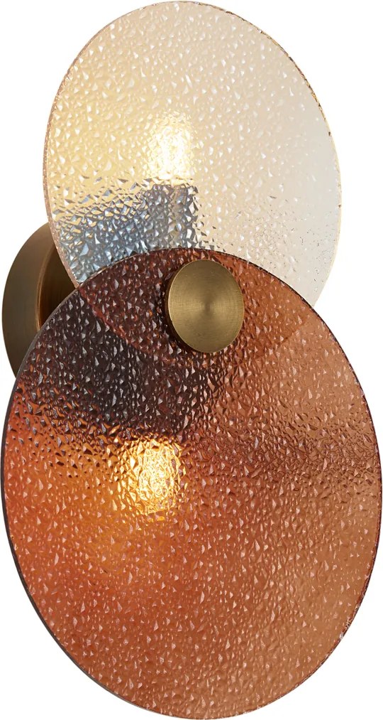Art Deco fali lámpa sötét bronz borostyán üveggel 2-lámpás - Text