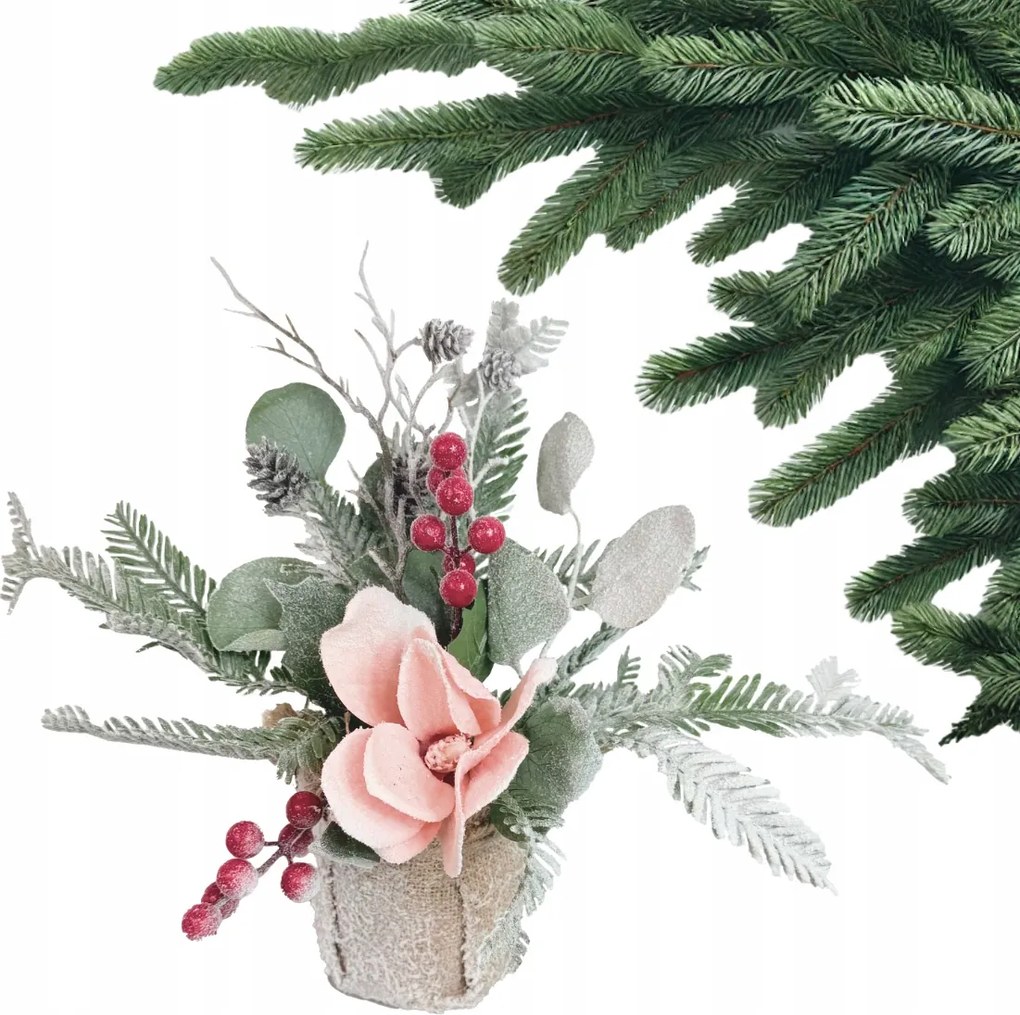 Karácsonyi dísz rózsaszín Magnóliával 42cm Dekoráció Virágok Karácsonyfadíszek