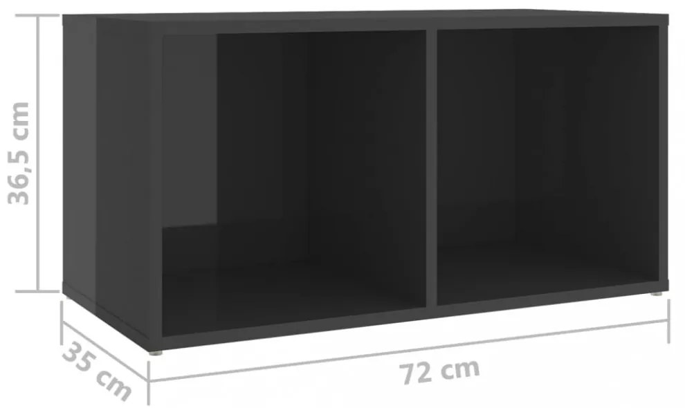 2 db magasfényű szürke szerelt fa TV-szekrény 72 x 35 x 36,5 cm