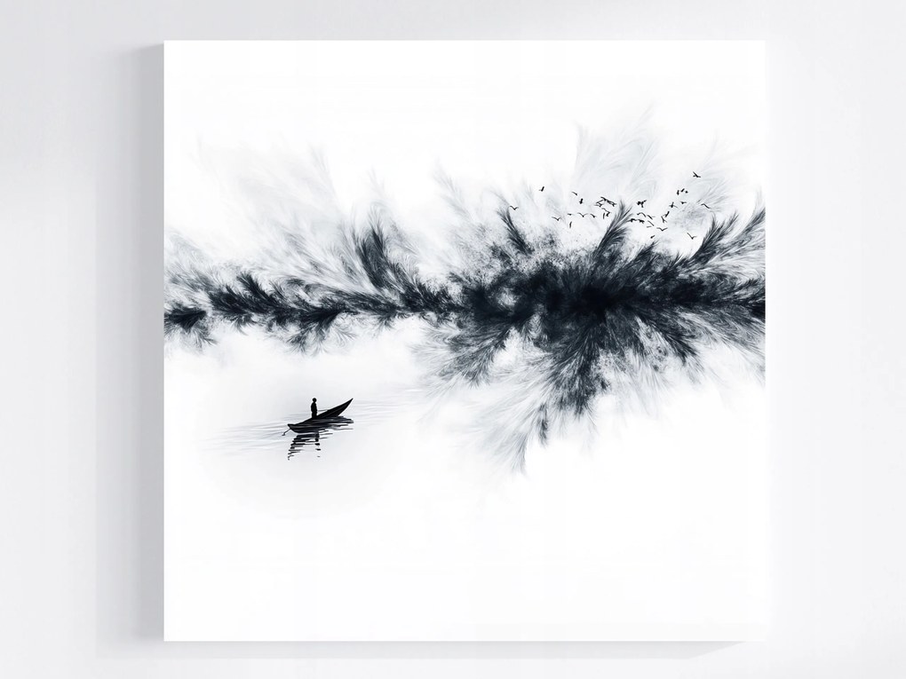 Vászonkép Canvas Grafika Absztrakt B&amp;w Felhő Hajó Rejtély 80x80