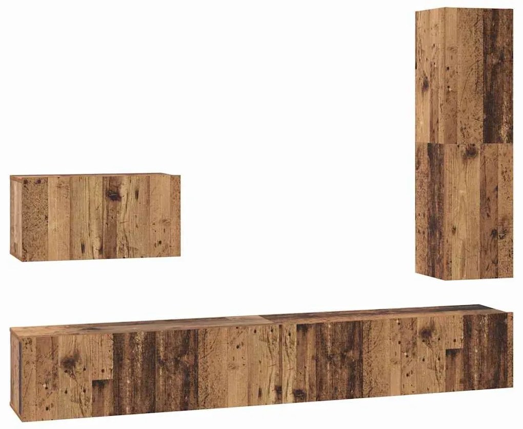 TV szekrény garnitúra 4 pcs Régi fa 30.5 x 30 x 110 cm Faanyag