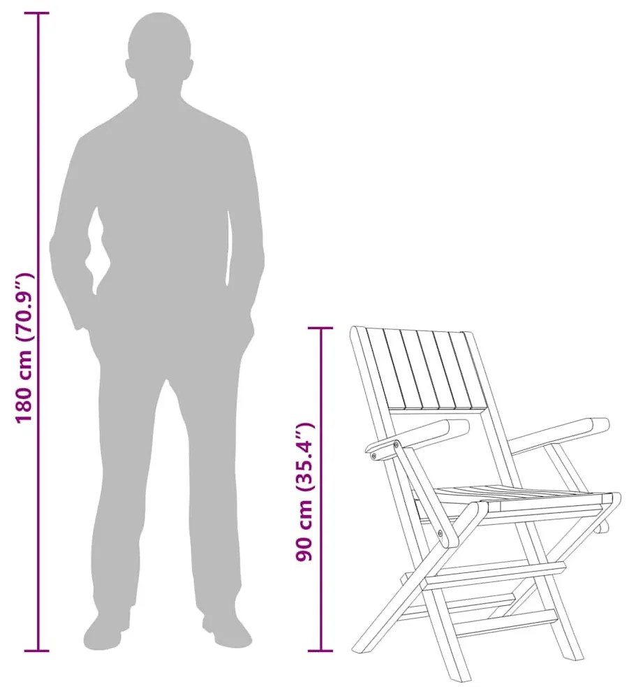 4 db tömör tíkfa összecsukható kerti szék 55 x 61 x 90 cm
