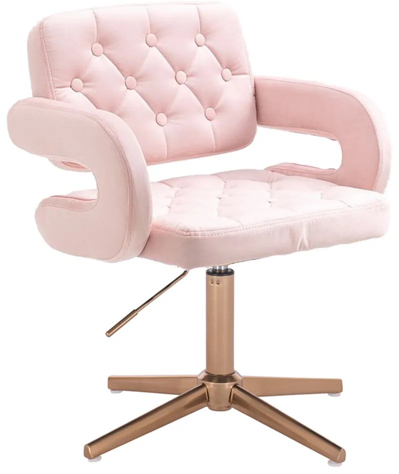 HR8403CROSS Púderrózsaszín modern velúr szék arany lábbal